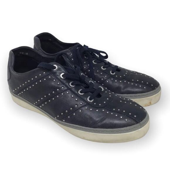 Stuart Weitzman Shoes Womens Sz 8.5 M Sneakers Black Studded Designer Lace Up - Picture 1 of 6